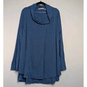 Soft Surroundings Shirt Womens L Wrap Around Asymmetrical Cut Cowl Neck Tunic
